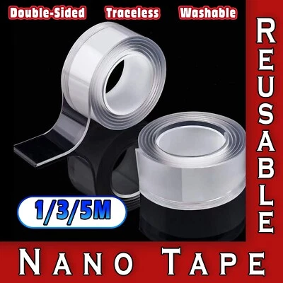 CRESODON Nano Adhesive Tape Reusable Transparent Tape Double Side Sticky Ultra Strong