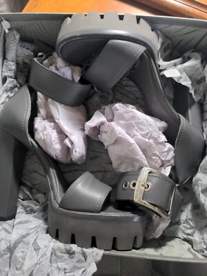 NEW ALEXANDER MCQUEEN SANDAL PELLE S GOMMA WOLF GREY MELANGE 143 $920 Sz39