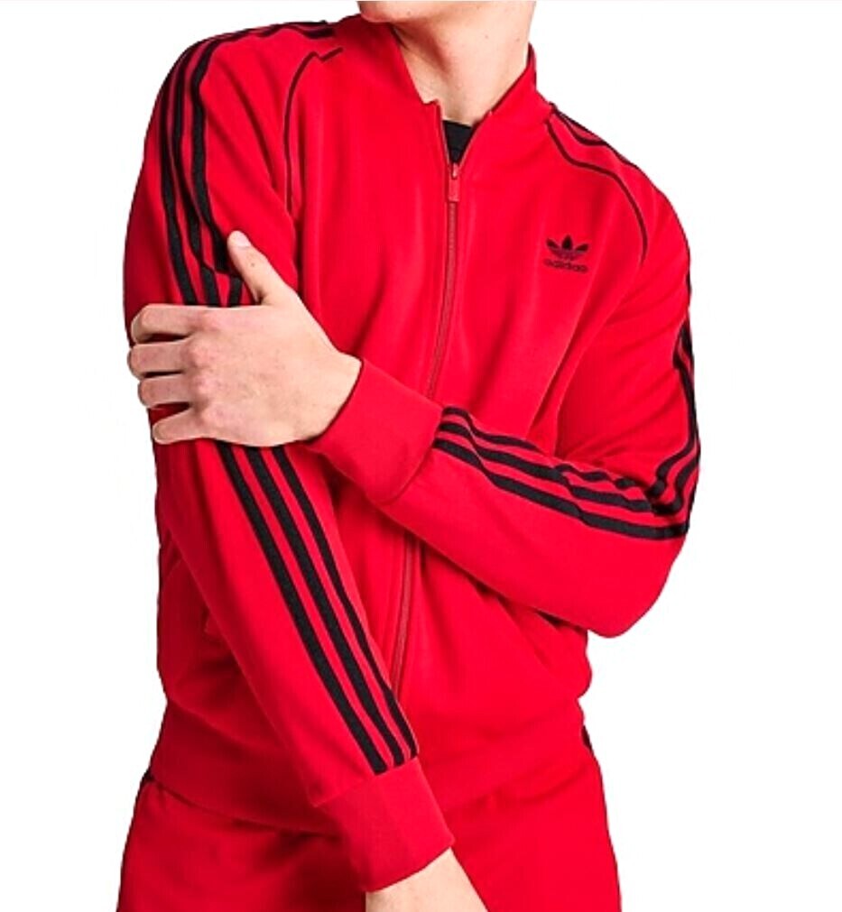 adidas Originals Superstar Track Top Jacket RED Black Stripes - Main Image