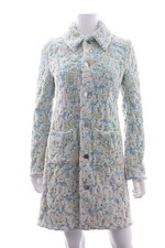 Bottega Veneta Wo Textured Bouclé Knit Coat / Blue/white/seagrass / Rrp: £3,500