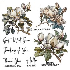 Blooms Flowers Enjoy Today Metal Cutting Dies Clear Stamps Card Making Crafts