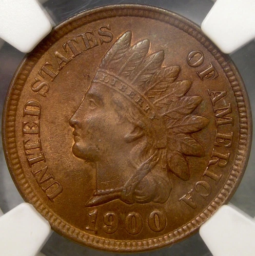1900 INDIAN HEAD CENT/PENNY VERY RARE “WHISKERS” SNOW #14 FINEST KNOWN NGC MS 65