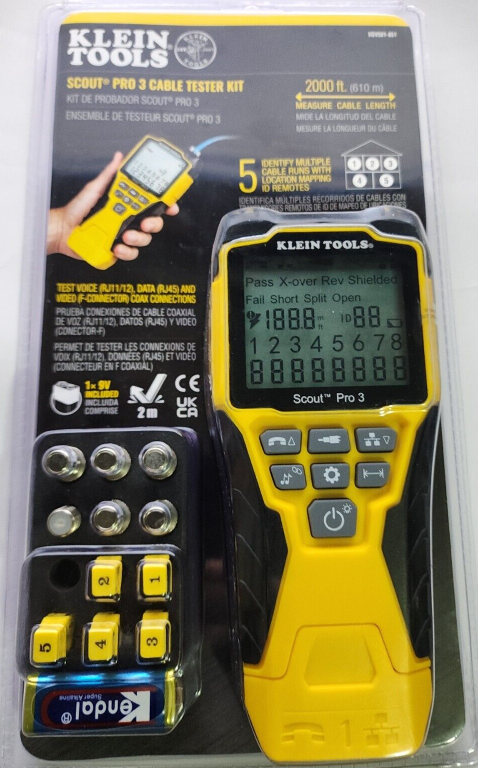 Klein Tools Cable Tester Kit with Scout Pro 3 Tester, Remotes, Adapter, Battery