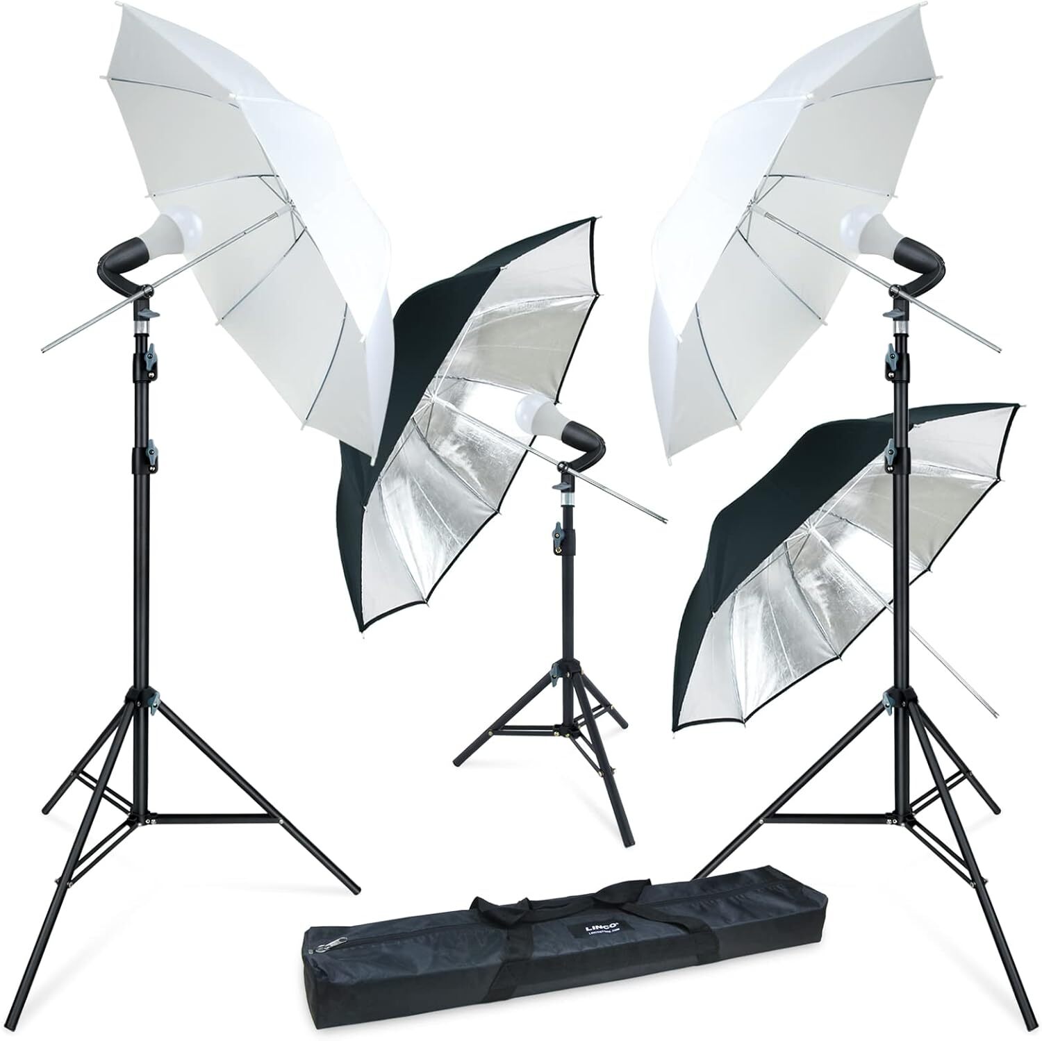 LINCO Photography Studio Lighting Kit 4 Photo Umbrella Lighting Stand with Bag