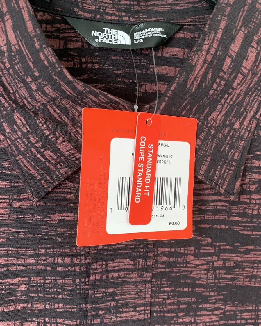 The North Face Men's Long Sleeve Slate Woven Retro Button Front Shirt Burgundy S eBay