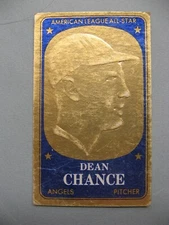 1965 Topps Baseball Gold Embossed All Star Insert Card – Dean Chance # 66