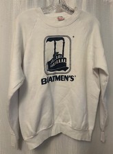 VTG 90s Boatmens Bank White Sweatshirt Size L Kitsch Fun Money Retro Grandmacore