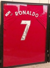 Cristiano Ronaldo Autographed/Signed Manchester United Soccer Jersey Beckett Wit
