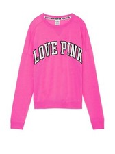 VICTORIA'S SECRET PINK BOYFRIEND SWEATSHIRT PULLOVER CREW PINK ON FLEEK XS S