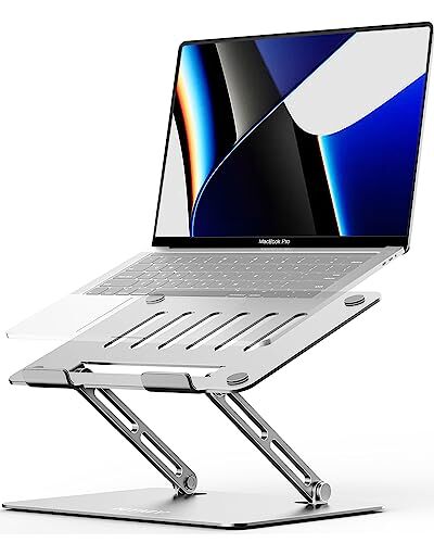 Laptop Stand Computer Holder Aluminum Portable Folding Adjustable Height Silver