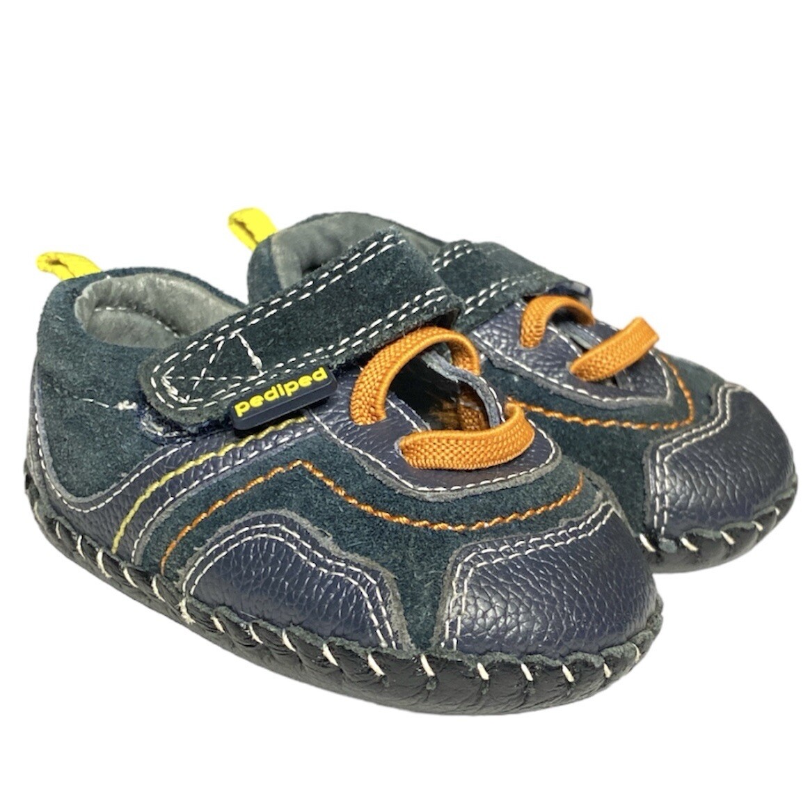 SAOLA Scarpe culla Pediped blu navy in pelle suola morbida taglia 6 12M