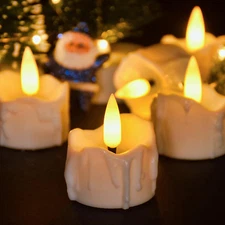 12 Pack Timer Tea Light Battery Operated Flameless Flickering LED Timer Votiv...