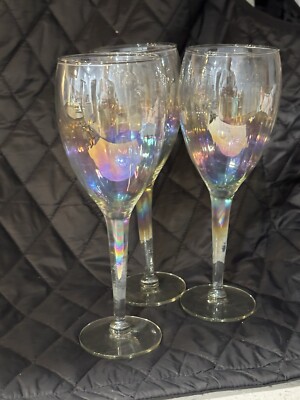 Iris Lustre Iridescent Wine Glasses Non-Optic Iridescent, 8''