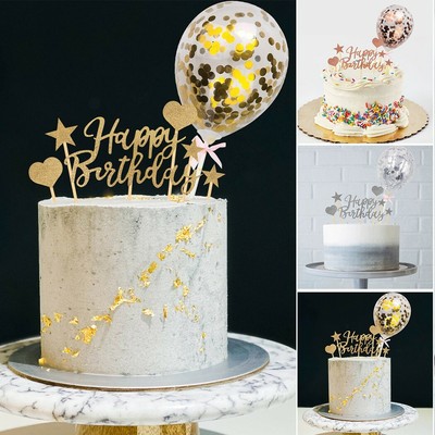 Glitter Paper Happy Birthday Cake Topper Cupcake Dessert Decoration Supplies Diy Ebay