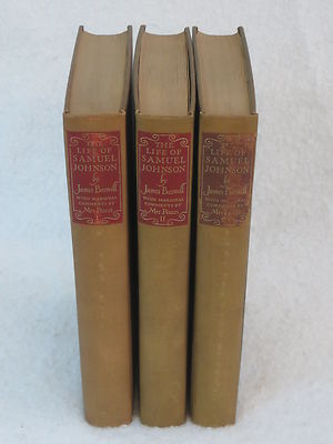 James Boswell THE LIFE OF SAMUEL JOHNSON 3 Vols Limited Editions Club 1939