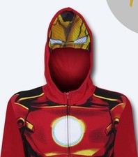 MARVEL AVENGERS KIDS IRON MAN HOODIE ZIP UP SWEATSHIRT - KIDS L Costume