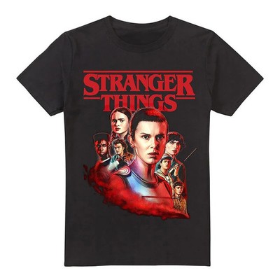 Stranger Things T-Shirt Herren Hawkins Heroes Poster schwarz