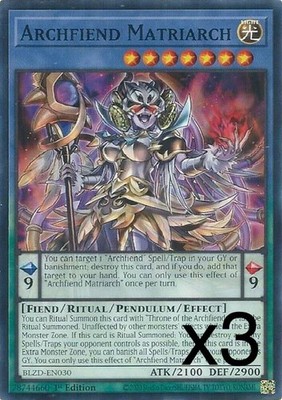 3X Yugioh Archfiend Matriarch BLZD-EN030 Common 1st Edition NM