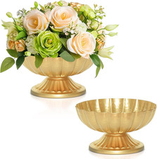 Gold Compote Vase 7 Inch Pedestal Bowl Flower Centerpiece | Gold Compote Vase wi