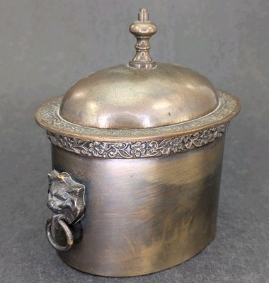 Lidded Trinket Box Lion Head The Bombay Company Brass Metal Vintage