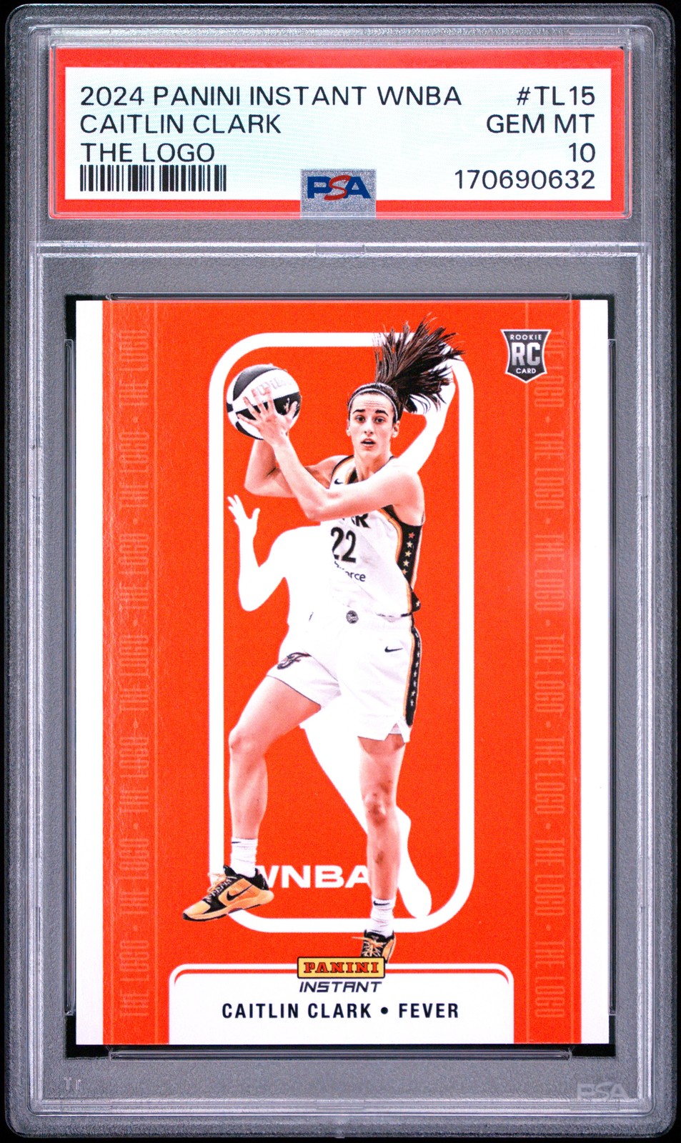 2024 PANINI INSTANT WNBA THE LOGO #TL15 CAITLIN CLARK ROOKIE RC PSA 10 view 1