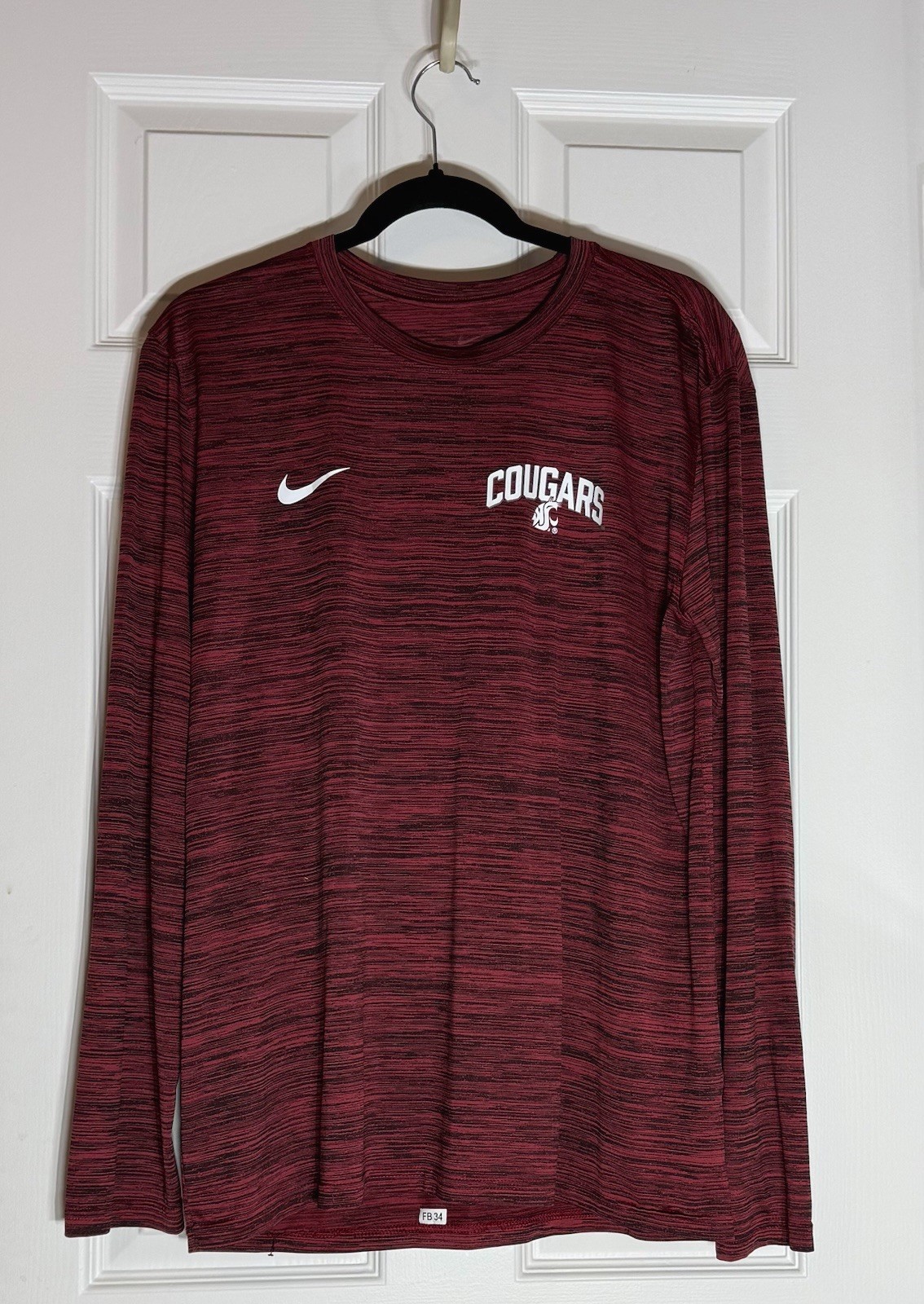 NCAA WSU Washington State Cougars Red & Black Nike Mens L Long Sleeve T Shirt