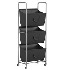 120L Vertical Rolling Laundry Hamper with Removable Bags, 3 Section Laundry B...