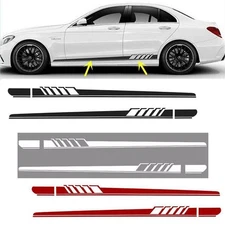2PCS Car Side Body Vinyl Decal Sticker Racing Long Stripe Decals Graphics