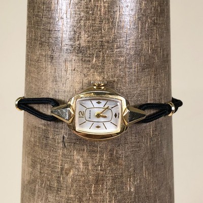 Vintage Bulova M5 Women Dress Swiss Black Nylon Mechanical Wind