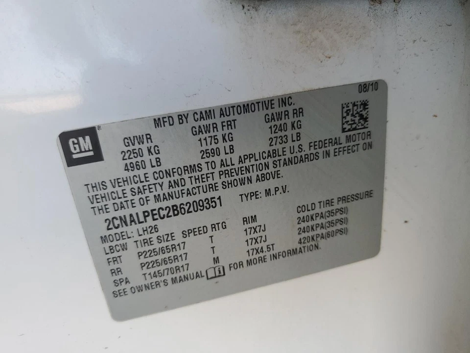 Used Fuel Pump Control Module fits: 2011 Chevrolet Equinox Fuel Pump RH inner qu Foto 2 de 4