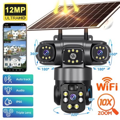 2026 Solar Battery Powered Wireless WiFi Outdoor PTZ Home Security Camera System