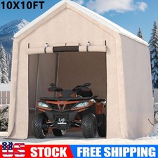 10x10 ft Portable Heavy Duty Outdoor Storage Shed with Roll-up Door  Vent-Khaki