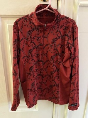 Kerrits Youth Medium Orange Red 1/4 Zip Pullover Equestrian Horse Riding Top
