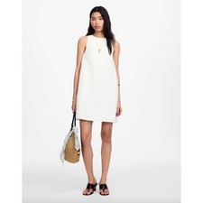 Madewell Mini Shift Dress Linen Salt White Minimalist Sleeveless Pockets XL NWT