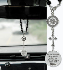 Cross Hanging Ornaments for Car Rear View Mirror, Metal Cross Car Charm Pendant