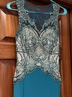 Runway Couture Teal Beaded Formal Cocktail Dress Sleeveless Dress SZ 10 — photo 1