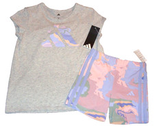 GIRLS Size 6X ADIDAS TEE  SHORTS OUTFIT - New with Tag