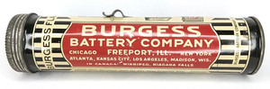 Antique 1930s Advertising Burgess Battery Co Flashlight Sub Tin Made In USA