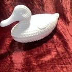 Vintage Atteberry Milk Glass Duck Geometric Style Glass