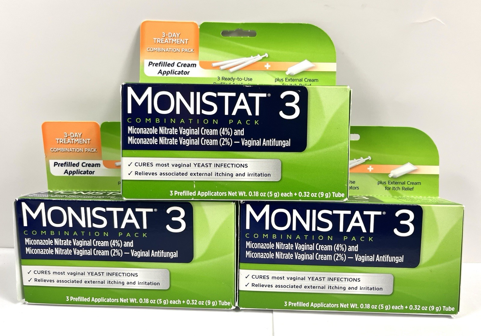 Lot of 3 Monistat 3 Cream Combo Pack 3 Ovules & 1 Tube Each ExP 05/2027