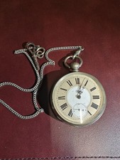 Antique Cylindre Silver Pocket Watch Key Wind Functional