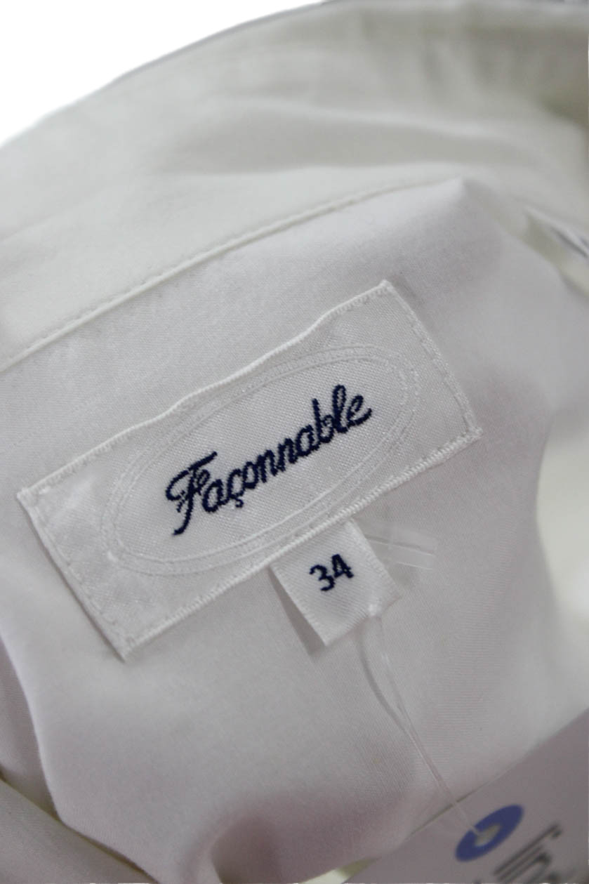 Faconnable Womens White Basic Collared Long Sleev… - image 4