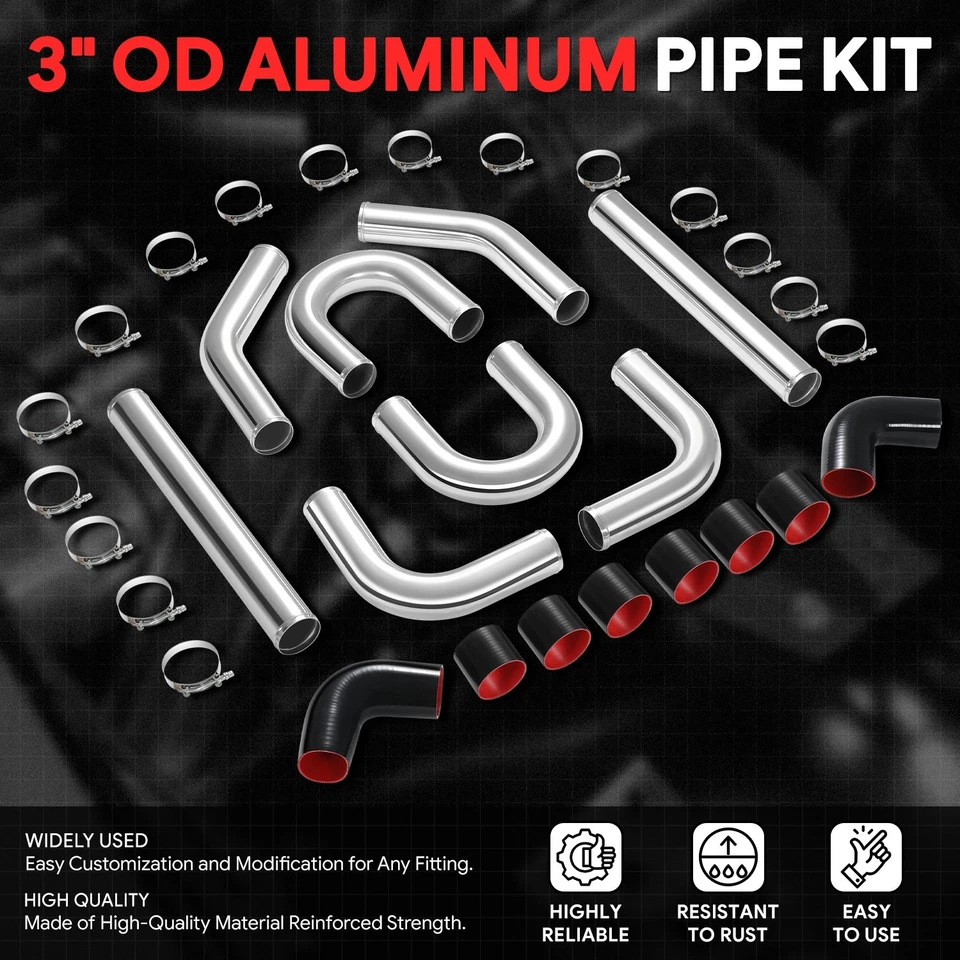 Manguera turbo de escape tubo intercooler de aluminio calibre 14 180 grados U-Bend calibre 3" OD Foto 2 de 4