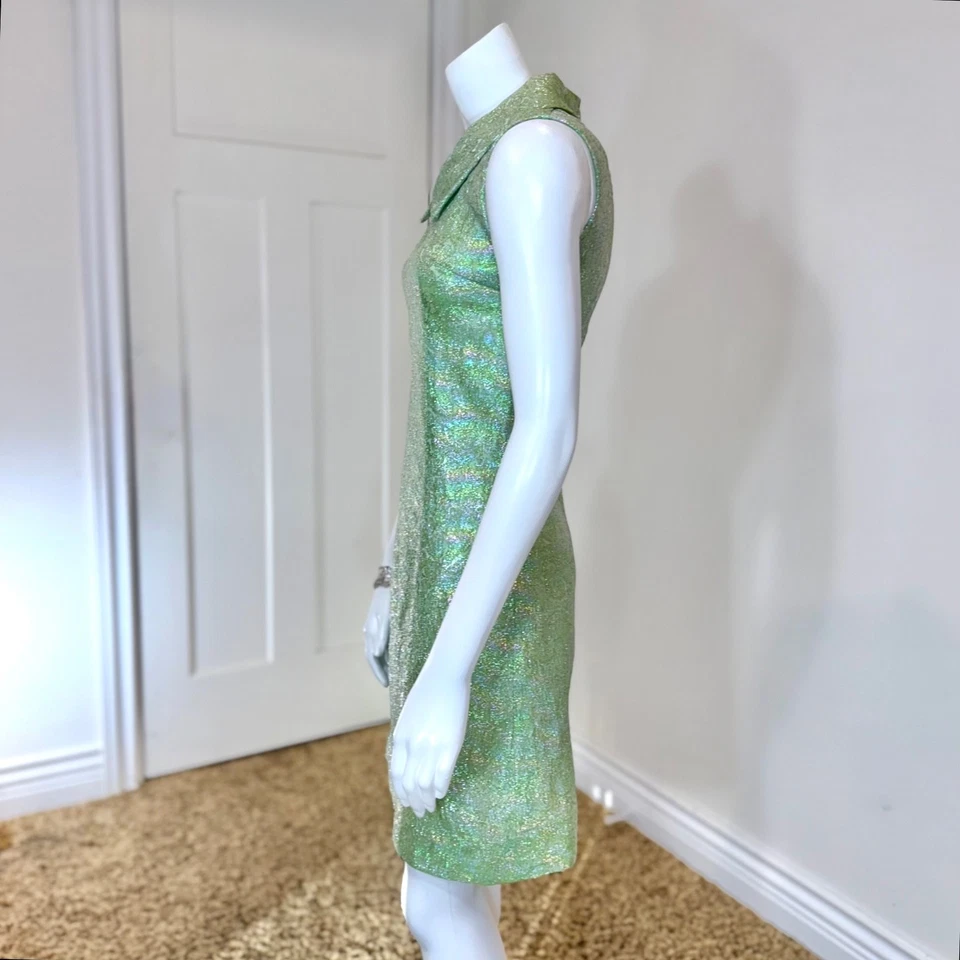 Vintage 60’s PSYCHEDELIC PARTY DRESS XS Paisley Metallic Mid Century Cocktail - Image 4 of 4