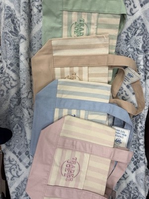 Trader Joe's Striped Reusable Multicolor Tote Bags Set of 4 11x6 in