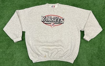 【希少】LOGO CREWNECK-LT GREY MELANGE XXL Vintage New York Yankees MLB Crewneck Sweatshirt Men Size XXL LOGO