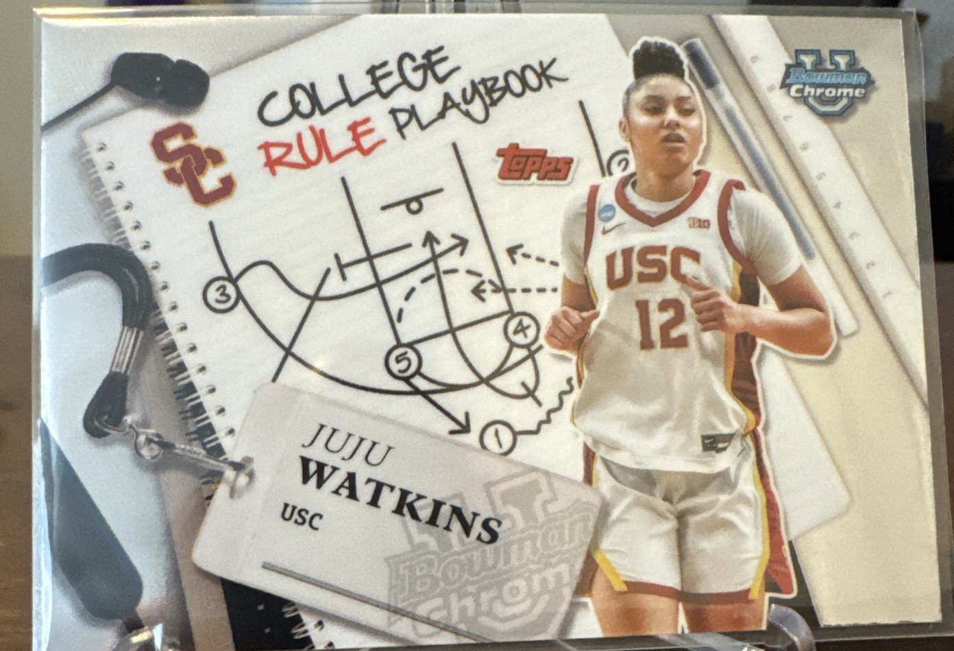 Juju Watkins USC 2024-25 Bowman Chrome U College Rule Playbook CRP-23 Basketball Card