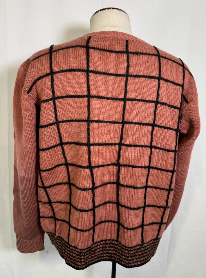 Cárdigan suéter vintage tejido a mano en Canadá grueso mezcla de lana estampado azteca talla XL Foto 4 de 4