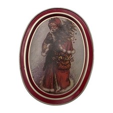 Vintage Oval Fabcraft Christmas Santa Tray Made In USA 11 x 8.5
