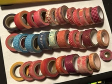 Lot of 30 Rolls of WASHI TAPE - All NEW or Barely Used!! Red Blue Green WOW!!!!